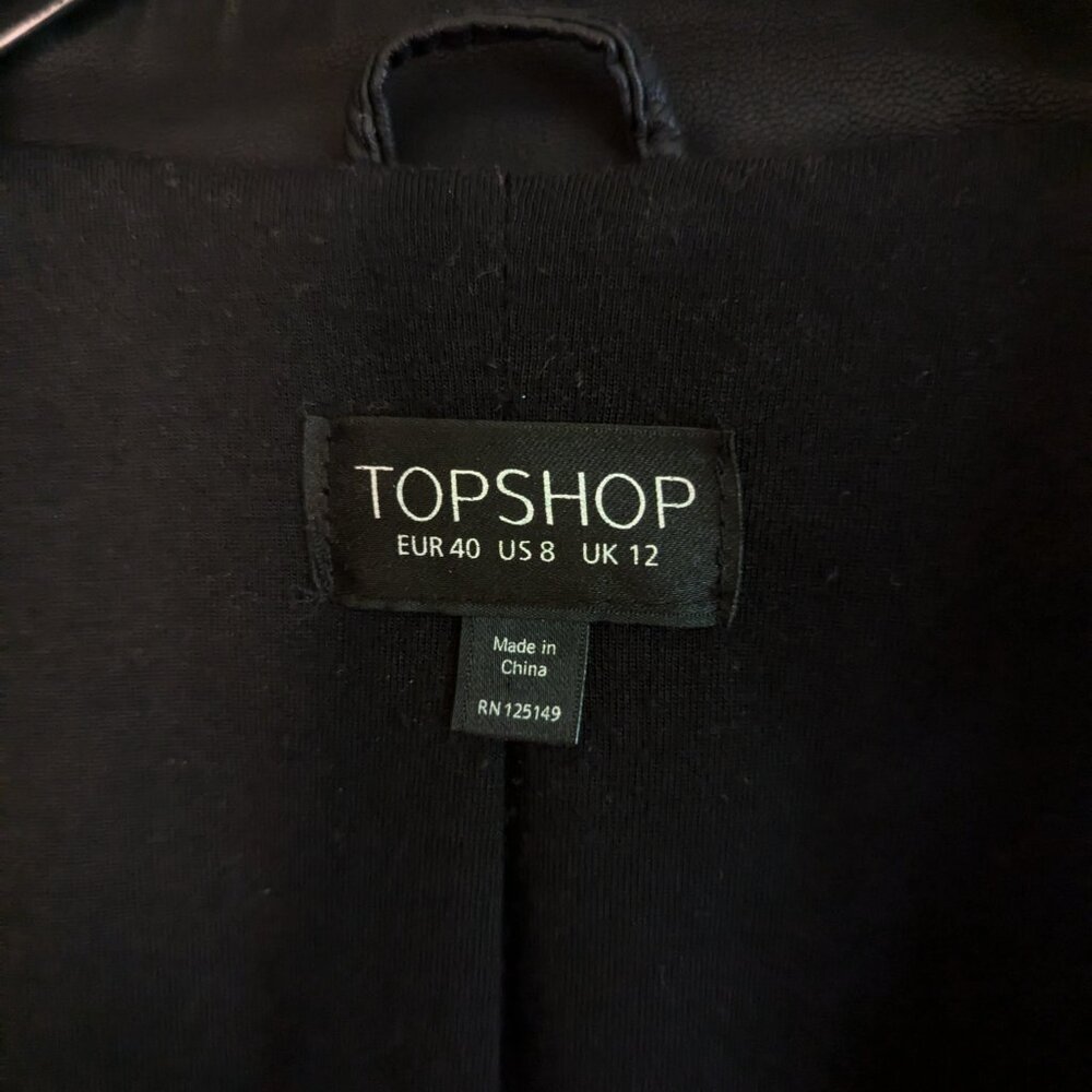 Topshop Black Faux Leather Biker Jacket - Picture 4 of 5